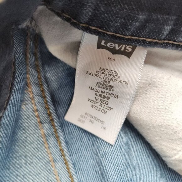 Levis 511 Jeans Boys 18 Reg Slim Fit Straight Leg Cotton Blend Modern Blue Denim - Picture 8 of 9